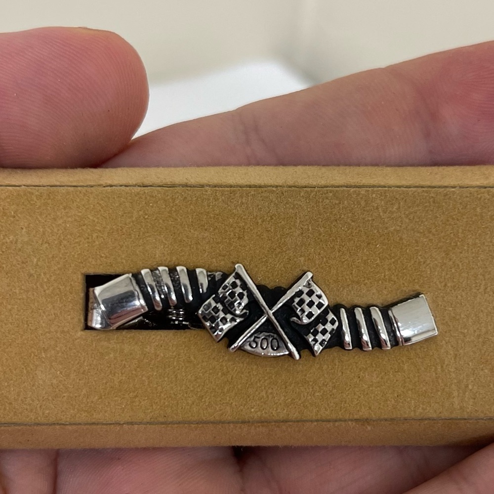 Indy 500 NASCAR Stainless Steel/Silver Necktie Clip.